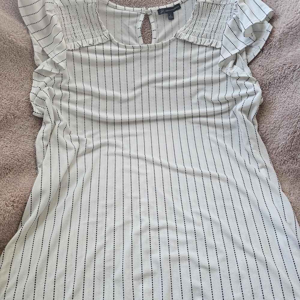 Adrianna Papell Black and White Striped Blouse